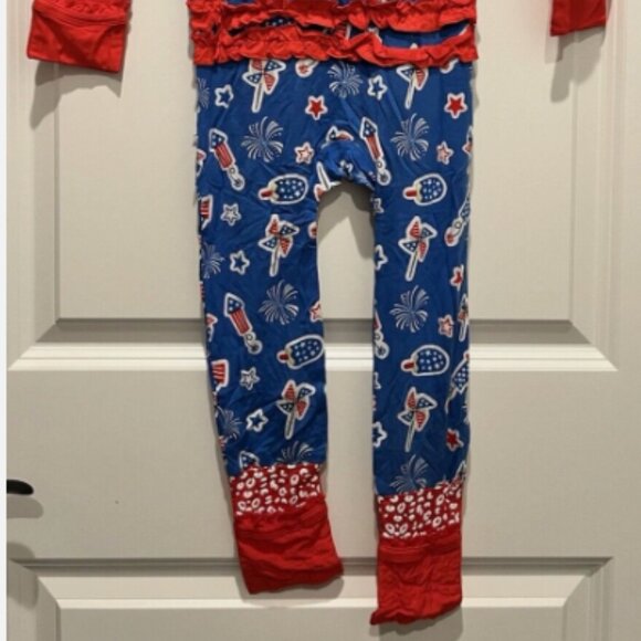 Laree + Co Kids Ruffle Footless Pajamas Patriotic Ruffle Snap 3T New With Tags - Picture 2 of 5